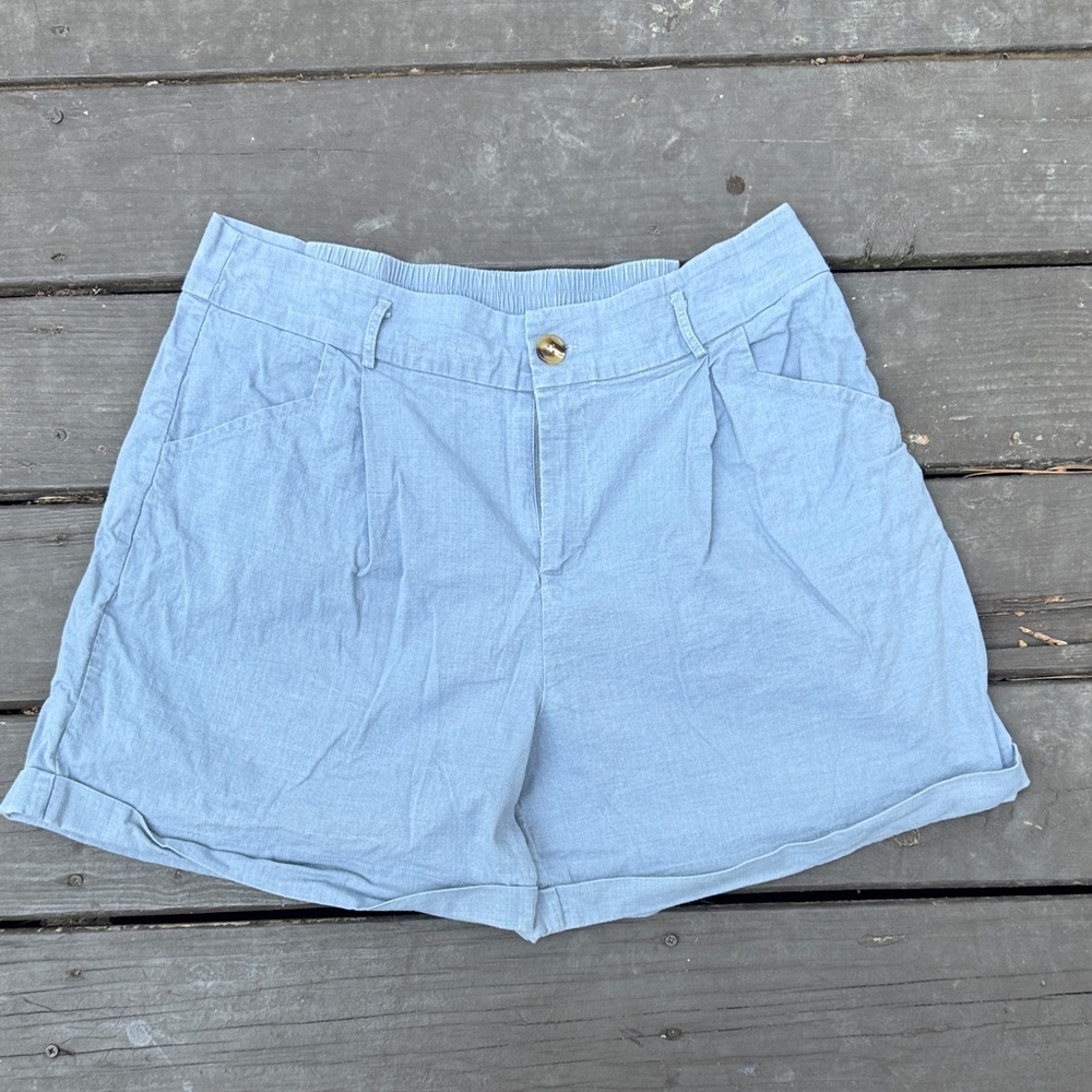 Belle Pogue High Rise Light Gray/ Blue Women's Shorts size 2XL